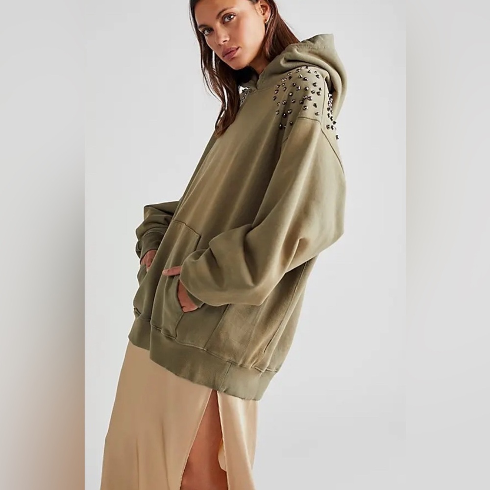 NWT FREE PEOPLE Lonely Heart Hoodie - Hunter Green